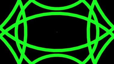 Katı siyah bir arkaplan karşısında canlı yeşil bir tonda iki eş merkezli daire içeren çarpıcı bir video.