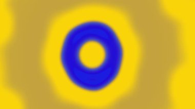 Sarı ve mavi tonlarında eşmerkezli daireler içeren canlı bir soyut animasyon yumuşak renk geçişleri ve bulanık kenarları ile