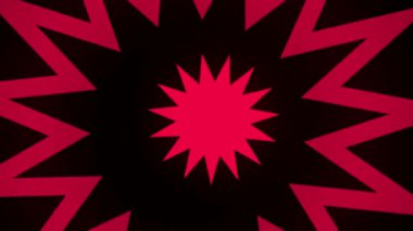Merkezi kırmızı bir yıldız patlaması deseni içeren dinamik ve göze çarpan bir grafik. Dışarıya doğru siyah bir zemine doğru yayılıyor.