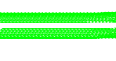 Canlı yeşil iki yatay kireç bandı, birbirine bağlı, tekrarlayan şekiller saf fırça arka planına karşı dinamik bir görsel etki yaratır
