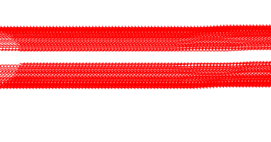 Katı bir fırça arka planına karşı iki paralel yatay kırmızı geometrik desen çizgisi çarpıcı bir resim
