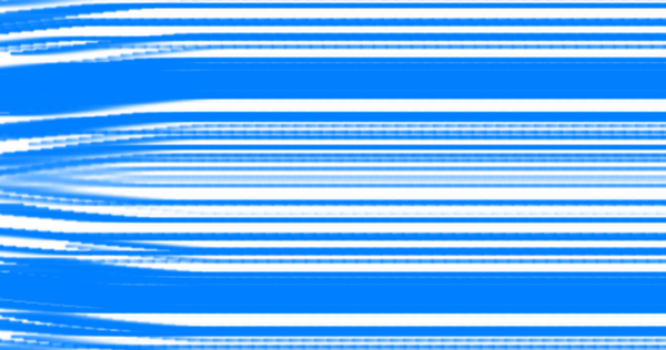 Bu resim, mavi ve fırçanın değişik tonlarında yatay çizgileri olan dinamik ve soyut bir tasarım sergiliyor.