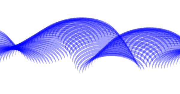 Bu resim, saf fırça arkaplanına karşı zengin, canlı mavi renkli dalgalı çizgilerin dinamik ve soyut bir modelini içerir.