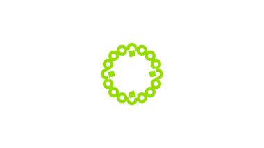 Simetrik, kireç yeşili dairesel desen. Tasarım içinde tekrar eden, küçük, beyaz kare şekiller.