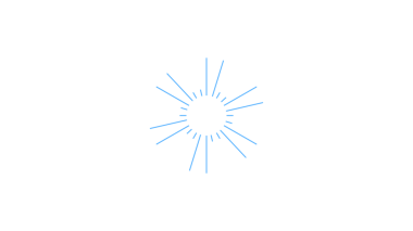 Tamamen siyah arkaplana karşı merkezi siyah bir çemberden yayılan parlak, ince mavi çizgiler içeren çarpıcı bir soyut tasarım.