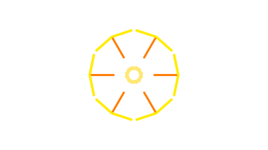 Yoğunlaştırıcı, turuncu ve sarı renkli çizgiler içeren çarpıcı ve soyut bir grafik.