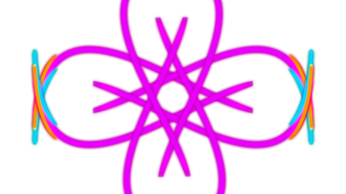 Pembe, turuncu, yeşil arkaplan üzerinde parlak renklerde birbirine bağlı neon çizgileri gösteren büyüleyici bir grafik.