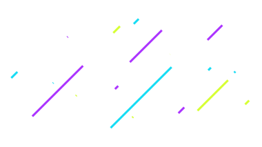 Bu resim, siyah bir arkaplana karşı köşegen renkli (turkuaz, mor ve sarı) dinamik ve soyut bir tasarıma sahiptir.