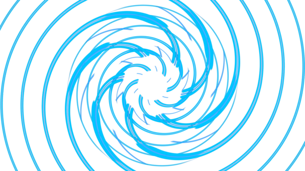 Bu dinamik görüntü, siyah bir zemin üzerinde açık mavi çizgilerin büyüleyici girdabına sahiptir.