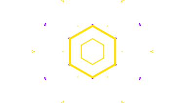 İç içe geçmiş altıgenlerin simetrik desenini içeren büyüleyici bir soyut resim