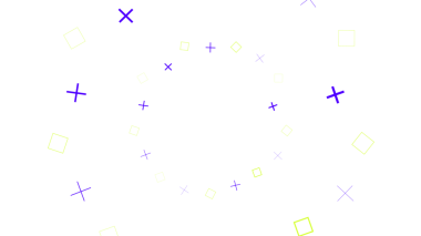 Büyüleyici soyut bir arkaplan, parlak mor ve sarı kıvrımlı bir desen ve koyu siyah bir zemin üzerinde işaretler ve kareler içeriyor.