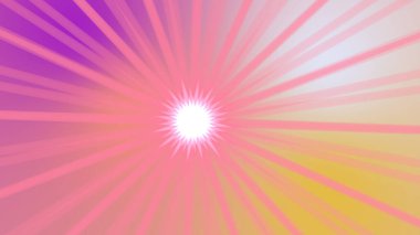 Bu canlı, soyut arka plan, merkezden yayılan parlak bir ışık patlaması sergiliyor. Yumuşak pembe ve pastel renkler birbirinin içinde kayboluyor.