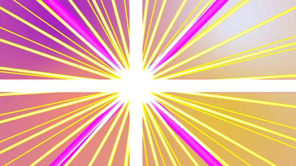 Bu dinamik soyut görüntü, merkezi beyaz bir noktada birleşen canlı pembe ve sarı çizgileri gösteriyor.