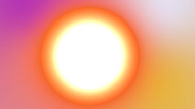Bu canlı grafik, pembe-mor 'dan şeftali-turuncu' ya ve son olarak da soluk sarı 'ya geçiş yapan ılık renklerin yumuşak, gradyan arkaplanına karşı parlak, merkezi bir güneş şeklini içeriyor.
