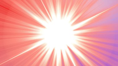 Merkezi bir noktadan dışarıya doğru yayılan parlak bir ışık patlaması gösteren soyut bir görüntü.