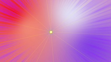 Canlı, soyut bir tasarım, içinden altın renkli çizgilerin dışarı doğru yayıldığı merkezi bir nokta içeriyor ve dinamik bir görsel etki yaratıyor.