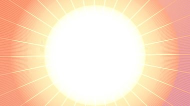 Ilık şeftali ve turuncu tonlarda merkezi beyaz bir ışık kaynağından dışarıya doğru yayılan canlı, güneş patlaması tasarımı.
