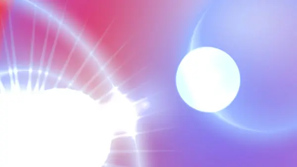 Canlı, soyut bir arka plan. Birbirine dolanmış ışık demetleri ve daireler. Yumuşak pembe ve mavi renkler.