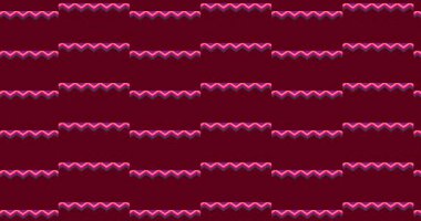 Bu canlı stok, koyu bir bordo arka planda pembe, mor ve leylak tonlarında katmanlı zigzag tasarımlarının tekrarlayan bir modelini sergiliyor.