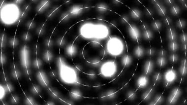 Bu çarpıcı siyah ve beyaz soyut orta hareket dışa doğru yayılan konsantre daireler oluşturarak dinamik ve dokulu bir etki yaratır.