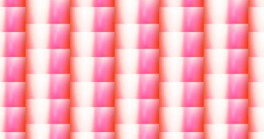 Bu düzlük, pembe ve beyaz tonlarında üst üste binen karelerin tekrarlayan geometrik desenlerini gösterir
