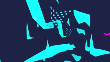 Hareketli, renkli şekiller stilize edilmiş bir haritaya ya da soyut bir manzaraya benziyor.