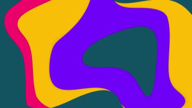 Üst üste binen dinamik soyut bir arkaplan, kalın, canlı renklerde akışkan şekiller, fuşya, altın / turuncu, mor ve koyu mavi