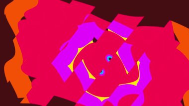 Canlı kırmızı, turuncu, mor ve sarı şekillerin kompleks etkileşimini içeren dinamik bir girdap.