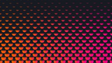 Tekrarlayan dairelerin yakın plan görüntüsü, turuncu-kırmızı ile pembe tonların gradyanı.