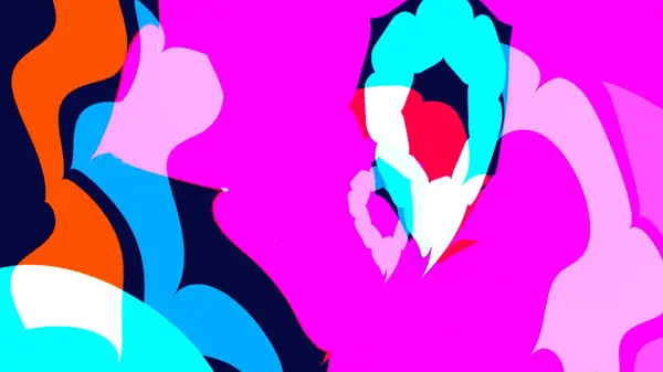 Pembe, turuncu, mavi ve kırmızı gibi parlak ve koyu renklerin karışımından oluşan dinamik bir girdap.