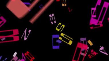 Siyah bir arkaplan üzerinde renkli soyut vuruşlar mavi, yeşil ve mor tonlarında harmanlanmış fırça dokuları ile çağdaş bir his yaratır..