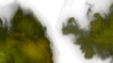 Belirsiz yeşil duman bulutları karanlık bir arkaplan karşısında dans ederek gizemli ve derinliği çağrıştıran karamsar, atmosferik bir soyut yaratıyor..