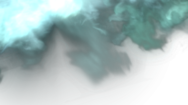 Yumuşak turkuaz ışık yavaşça karanlık arkaplana yayılır, serin ve atmosferik bir soyut duman etkisi yaratır..