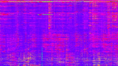 Yatay çizgileri ve ince renk varyasyonları olan soyut mor ve pembe dijital arıza deseni.