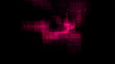 Karanlık, fütüristik bir boşluktan akan canlı pembe veri akışlarıyla soyut dijital ağ animasyonu. Bağlantı, bilgi ve ileri teknoloji temalarını anımsatır.