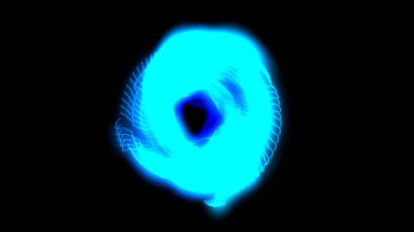 Siyah arkaplan karşısında dinamik parlayan mavi enerji alanı teknoloji, yenilik ve tasarım için mükemmel.