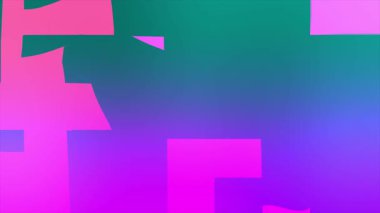 Dinamik geometrik şekiller modern soyut sanatla neon renklerini harmanlayarak enerjik görsel akış yaratır.