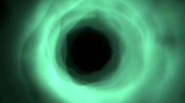 Gizemli, parlayan yeşil tünel girdabı ruhani ışık ve karanlık merkeziyle bilinmeyene doğru yol alıyor.