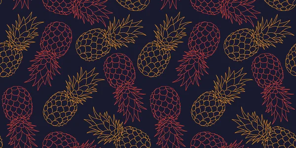 Seamless Pattern Pineapples Dark Blue Background Vector Illustration — стоковый вектор