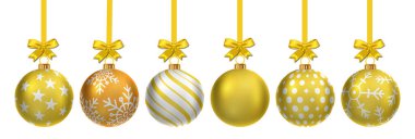 Parlak, parıldayan Noel topları seti. Özel eşyalar, ve gelecek Noel için çok iyi hazırlanmış işler.. 