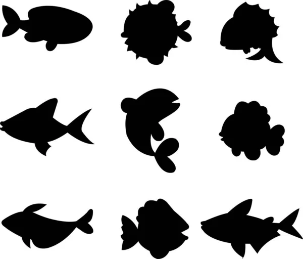 Kostenloser Vektor Fisch Silhouette Symbole Sammlung — Stockfoto