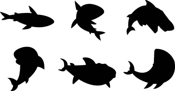 Serbest Vektör Köpekbalığı Simgeleri Koleksiyonu — Stok fotoğraf