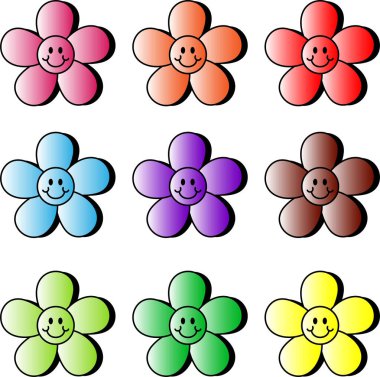 Şirin çiçek renginden oluşan ücretsiz vektör kümesi