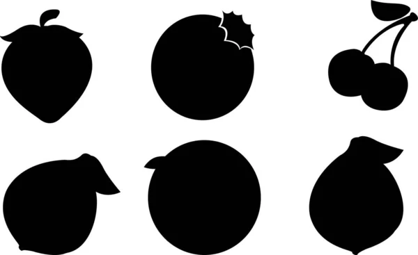Vektorsatz Von Früchten Silhouette Vektor Illustration — Stockfoto