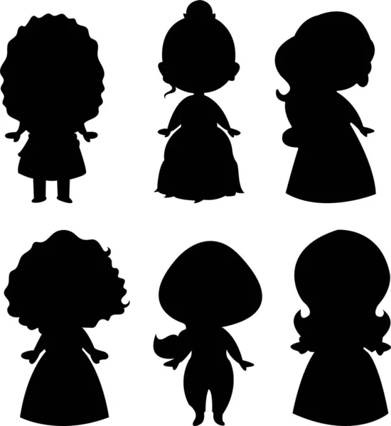 Set Von Cartoon Mädchen Silhouette — Stockfoto