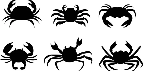 Collection Illustrations Vectorielles Silhouette Crabe — Photo