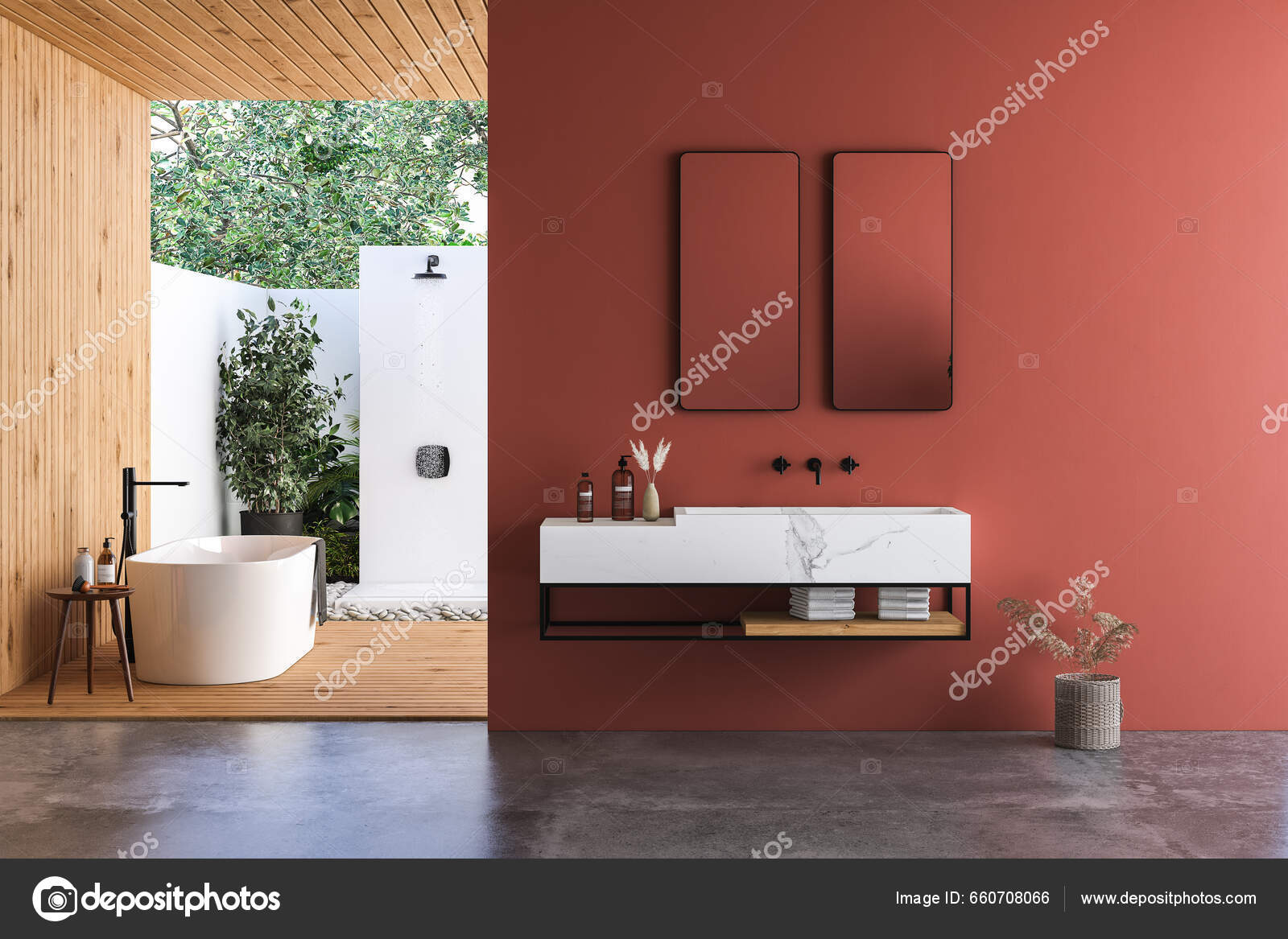 Belső Fürdőszoba Modern Mosogató Piros Mosogató Fehér Falak  Tetemeltakarítás — Stock Fotó © Suleymanozkan #660708066