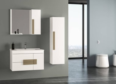 Beyaz lavabo ve banyo içi 