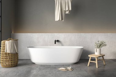 Lavabosu ve beyaz duvarları olan modern bir banyo. 