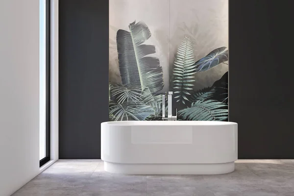 Moderno Baño Interior Blanco Con Ventana Redonda — Foto de Stock